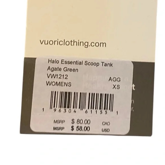 NWT Vuori halo essential scoop tank AGATE GREEN Size XS - Picture 4 of 4